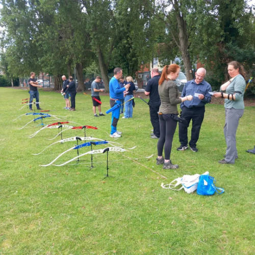 People taking part in archery